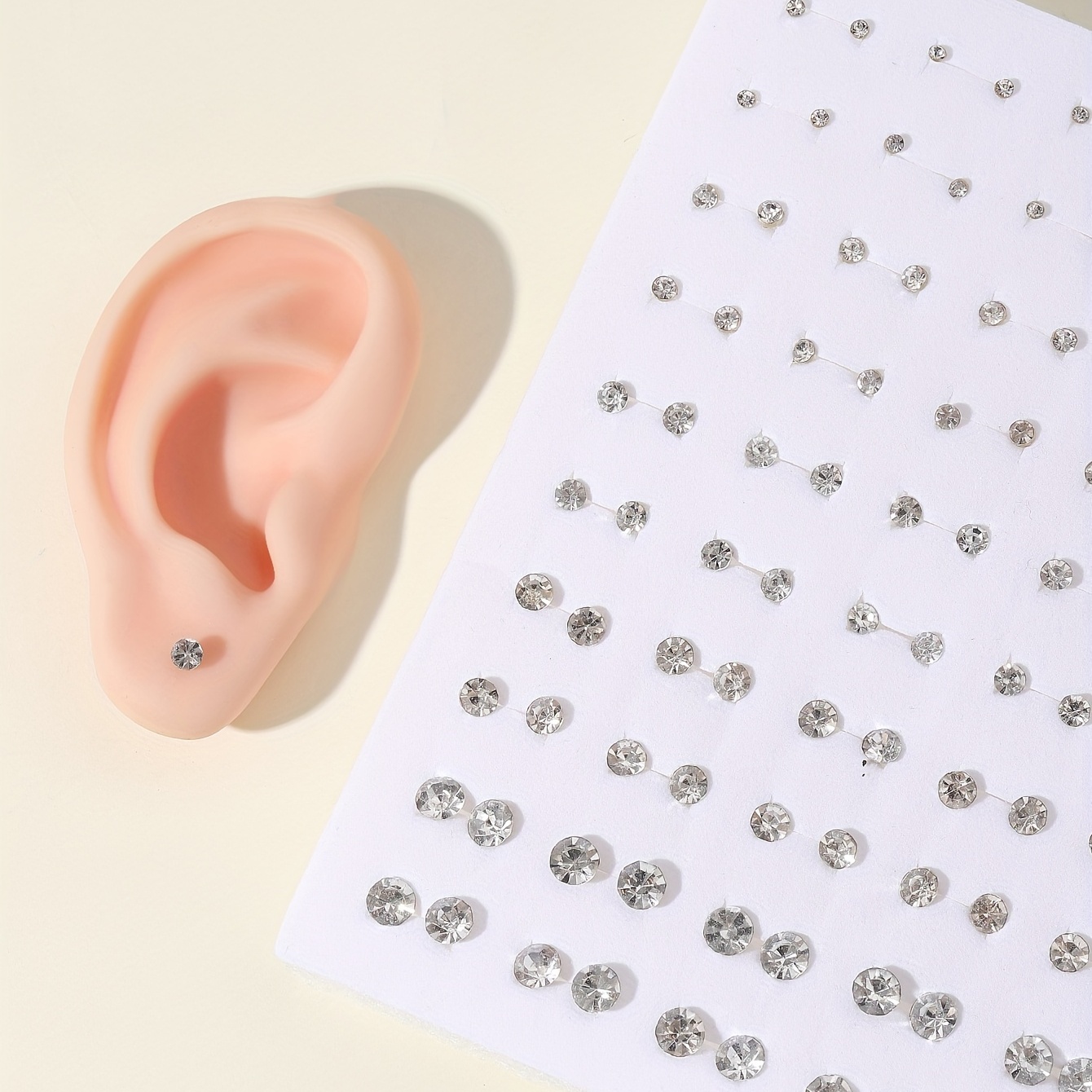 100 Pairs Colorful Rhinestones Plastic Glue Needle Earrings Set